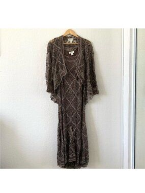 Embellished Brown Lace Mini Dress with Matching Jacket